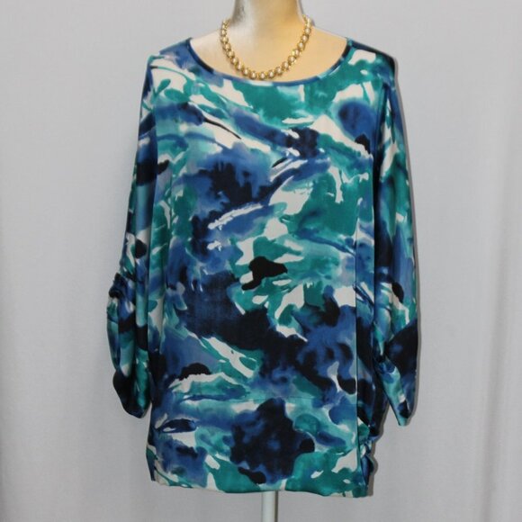 Jones of New York Blue and Turquoise long sleeve top - Picture 1 of 15